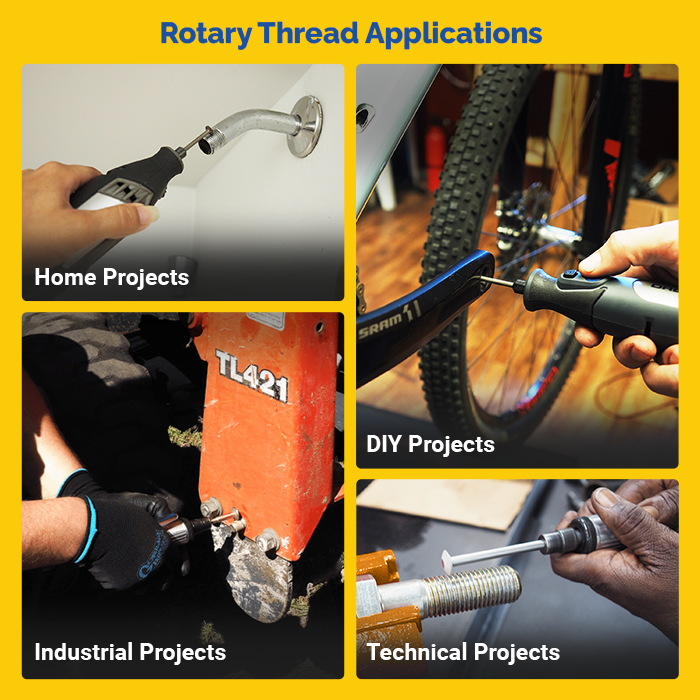 Rotary Thread File - RT2L; 4 Inches Long For Extra Reach