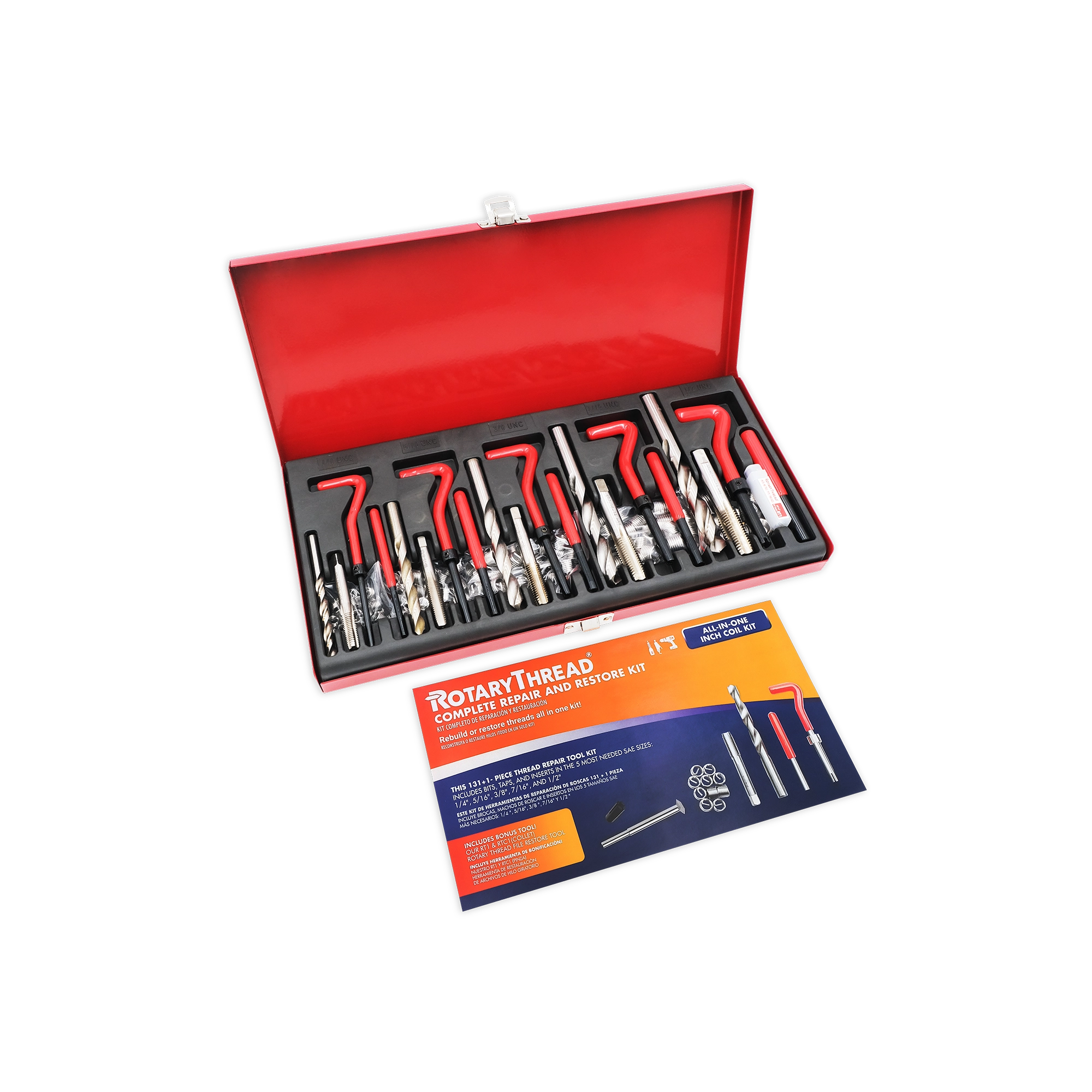 131+1 Piece Inch Thread Repair Tool Kit · Rotary Thread