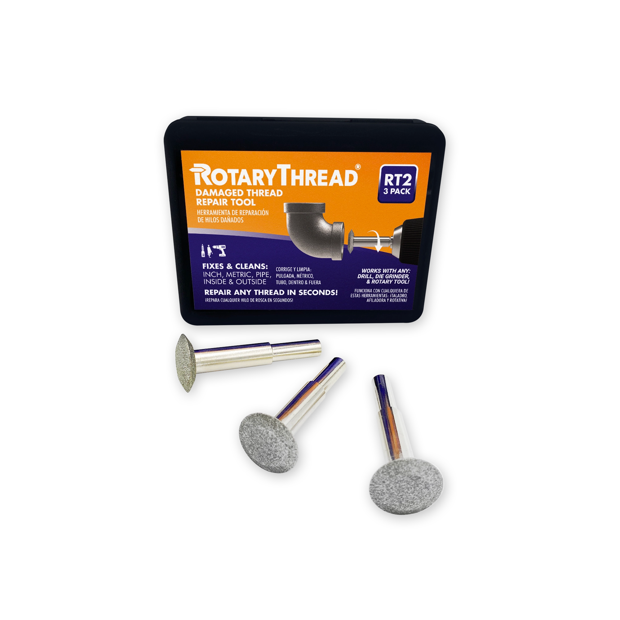 RT2 Pack of 3 Rotary Thread File Standard · Rotary Thread